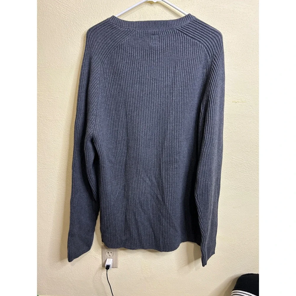 GAP Men Gray Ribbed Crew Neck Long Sleeve Sweater‎ Knit Top XL